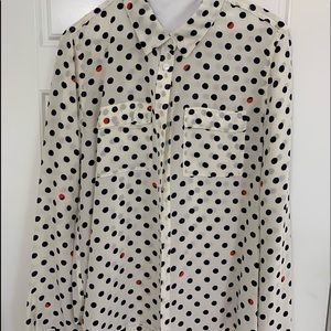 Sanctuary button down navy red polkadot